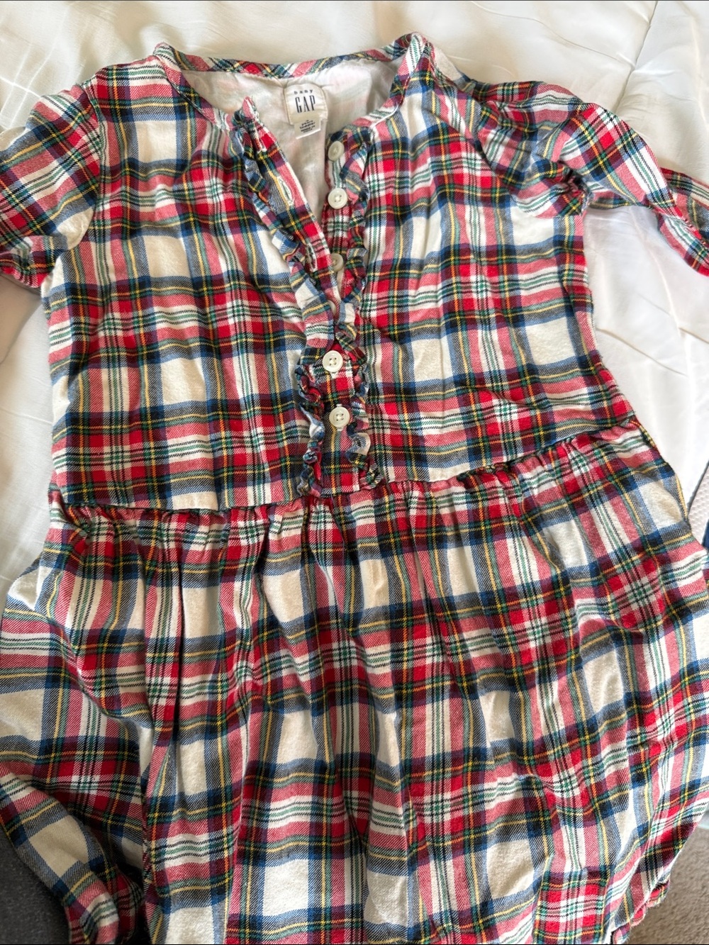 GAP Plaid Ruffle-Front Dress in Red, Blue & White
